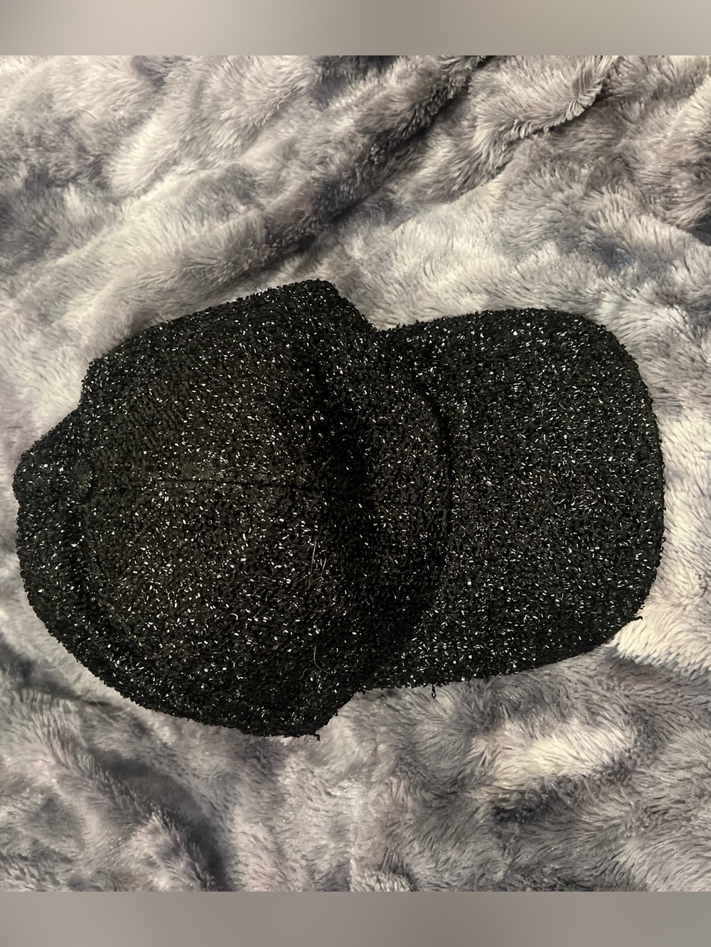 Women's Black Sparkle Straw Visor Cap